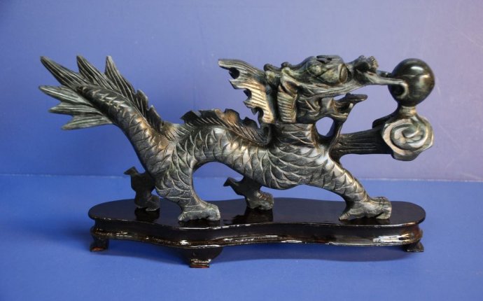 Black Jade Dragon Statue - 10 inch - Feng Shui Item for Power and