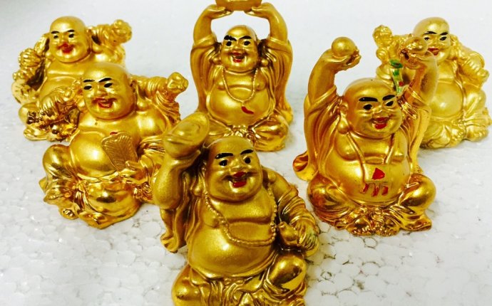 Gloden Laughing Buddha Figurines 6 Set/Happy Man / Feng-Shui